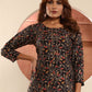 Rajwada Black Viscose Printed Kurta For Women