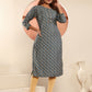 Rajwada Dusty Blue Viscose Printed Kurta For Women