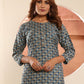 Rajwada Dusty Blue Viscose Printed Kurta For Women