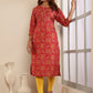 Rajwada Red Viscose Printed Kurta For Women