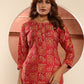 Rajwada Red Viscose Printed Kurta For Women