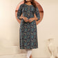 Rajwada Navy Blue Viscose Printed Kurta For Women