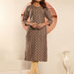 Rajwada Brown Viscose Printed Kurta For Women