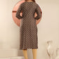 Rajwada Brown Viscose Printed Kurta For Women