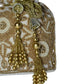 Rajwada White And Golden Suede Embellished Potli For Women