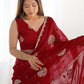 Rajwada Red Organza Embroidered Solid Saree For Women