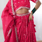 Rajwada Pink Silk Blend Embroidered Semi-Stitched lehenga For Women