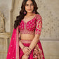 Rajwada Pink Silk Blend Embroidered Semi-Stitched Lehenga For Women