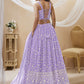 Rajwada Lavender Georgette Embroidered Semi-Stitched Lehenga For Women