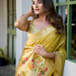 Rajwada Yellow Silk Blend Solid Saree For Women