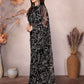 Rajwada Black Georgette Printed Saree With Unstitched Blouse For Women