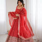 Rajwada Red Georgette Embellished Kurta Set For Women