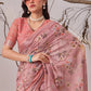 Rajwada Light Pink Linen Cotton Printed Saree For Women