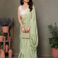 Rajwada Green Banglori Lace Work Saree With Unstitched Blouse For Women