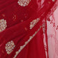 Rajwada Red Organza Embroidered Solid Saree For Women