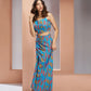 Rajwada Blue Linen Printed Stitched Co-Ord Set For Women