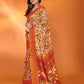 Rajwada Orange Silk Blend Printed Saree For Women