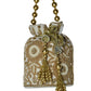 Rajwada White And Golden Suede Embellished Potli For Women