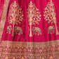 Rajwada Pink Silk Blend Embroidered Semi-Stitched Lehenga For Women