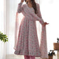 Rajwada Pink Chiffon Floral Digital Print Stitched Kurta Set For Women
