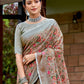Rajwada Brown Cotton Linen Striped Saree For Women