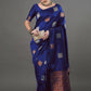 Rajwada  Dark Blue Silk Blend Woven Saree For Women