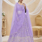Rajwada Lavender Georgette Embroidered Semi-Stitched Lehenga For Women