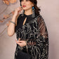 Rajwada Black Georgette Printed Saree With Unstitched Blouse For Women