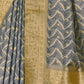 Rajwada Grey Silk Blend Woven Printed Saree For Women