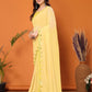 Rajwada Yellow Georgette Embroidered Saree For Women