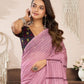 Rajwada Peach Pink Cotton Linen Zari Work Saree For Women