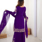 Rajwada Purple Georgette Embroidered Stitched Kurta Set For Women