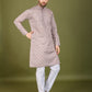 Rajwada Lavender Viscose Silk Embellished Stitched Kurta For Men