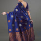 Rajwada  Dark Blue Silk Blend Woven Saree For Women