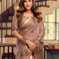 Rajwada Brown Cotton Blend Solid Saree For Women