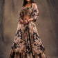Rajwada Black Organza Printed And Embriodered Semi-Stitched Lehenga For Women