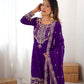 Rajwada Purple Georgette Embroidered Stitched Kurta Set For Women
