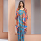 Rajwada Blue Linen Printed Stitched Co-Ord Set For Women