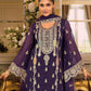 Rajwada Purple Chinon Embellished Semi Stitched Kurta Set For Women