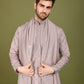 Rajwada Lavender Viscose Silk Embellished Stitched Kurta For Men