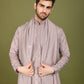 Rajwada Lavender Viscose Silk Embellished Stitched Kurta For Men