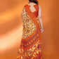 Rajwada Orange Silk Blend Printed Saree For Women