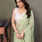 Rajwada Green Banglori Lace Work Saree With Unstitched Blouse For Women