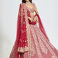 Rajwada Red Georgette Embellished Semi Stitched Lehenga For Women