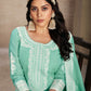 Rajwada Green Organza Embroidered Semi-Stitched Kurta Set For Women