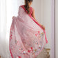 Rajwada Light Pink Chinon Printed Saree With Unstitched Blouse For Women