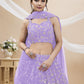 Rajwada Lavender Georgette Embroidered Semi-Stitched Lehenga For Women