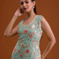 Rajwada Light Blue Georgette Embroidered Semi-Sitched Kurta Set For Women