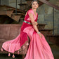 Rajwada Women Pink Saree With Unstitched Blouse