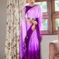 Rajwada Women Purple Saree With Unstitched Blouse